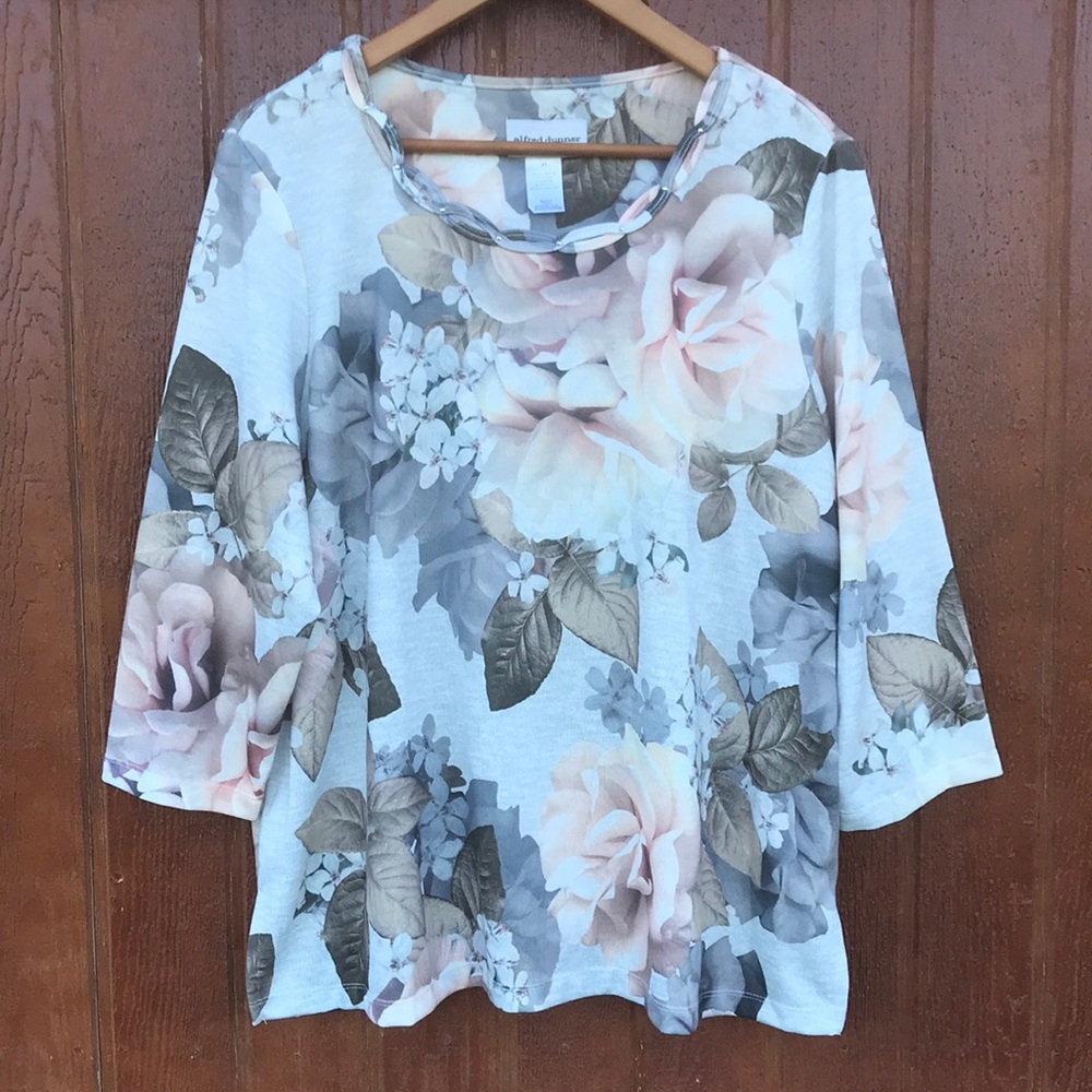 Alfred Dunner Floral Rose Pastel Pullover Top